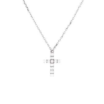 Cartier Cross Pendant Necklace 18K White Gold with Diamonds
