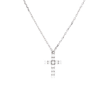 Cartier Cross Pendant Necklace 18K White Gold with Diamonds