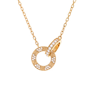 Cartier Love Interlocking Pave Necklace 18K Yellow Gold and Diamonds