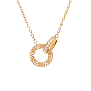Cartier Love Interlocking Pave Necklace 18K Yellow Gold and Diamonds