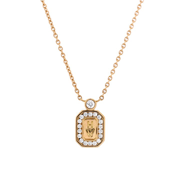 Harry Winston HW Logo Pendant Necklace 18K Yellow Gold with Diamonds