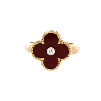 Van Cleef & Arpels Vintage Alhambra Ring 18K Yellow Gold with Carnelian and Diamond