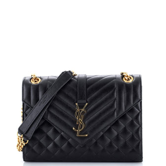 Saint Laurent Classic Monogram Envelope Satchel Mixed Matelasse Leather Medium