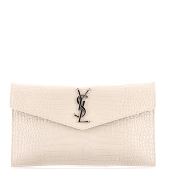 Saint Laurent Uptown Pouch Crocodile Embossed Leather