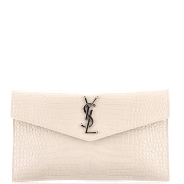 Saint Laurent Uptown Pouch Crocodile Embossed Leather