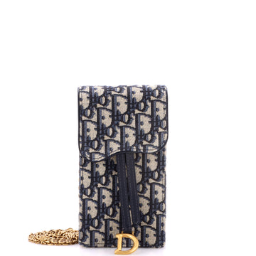 Christian Dior Vertical Saddle Chain Pouch Oblique Canvas