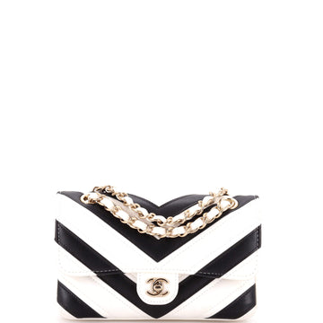 Chanel CC Chain Flap Bag Chevron Stitched Calfskin Mini