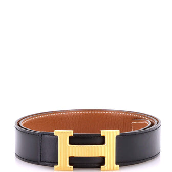 Hermes Constance Reversible Belt Leather with Striped Hardware Medium