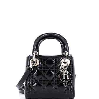 Christian Dior Lady Dior Bag Cannage Quilt Patent Mini