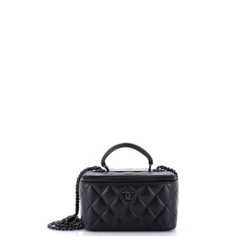 Chanel So Black Trendy CC Vanity Case with Chain Quilted Lambskin Small