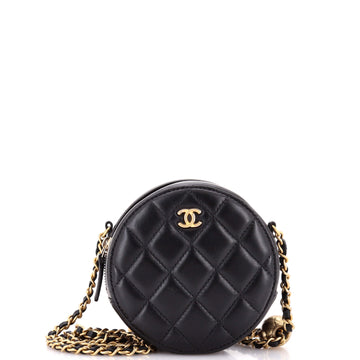 Chanel Pearl Crush Round Clutch with Chain Quilted Lambskin
