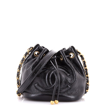 Chanel CC Drawstring Bucket Bag Shiny Aged Calfskin Small