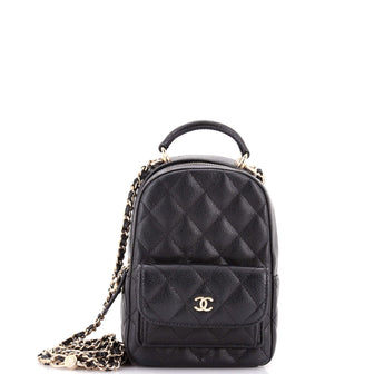 Chanel Classic CC Chain Pocket Backpack Quilted Caviar Mini