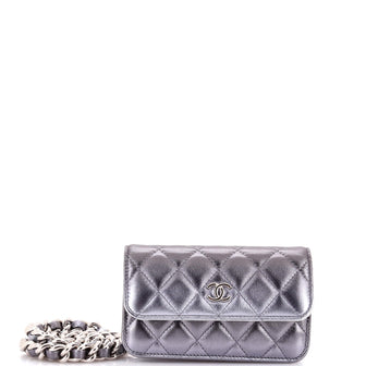 Chanel Coco Punk Chain Clutch Quilted Gradient Metallic Lambskin