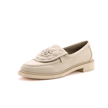 Chanel Women's CC Loafers Quilted Canvas