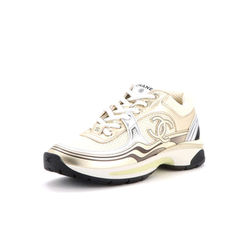 Chanel Women's CC Low-Top Sneakers Mesh and Laminated Leather