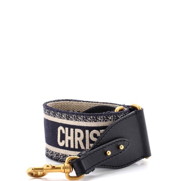 Christian Dior Logo Shoulder Strap Embroidered Canvas