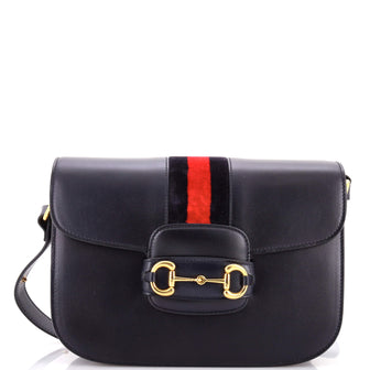 Gucci Horsebit 1955 Shoulder Bag Leather with Web Velvet Detail Small