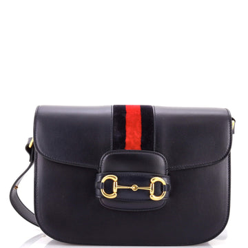 Gucci Horsebit 1955 Shoulder Bag Leather with Web Velvet Detail Small