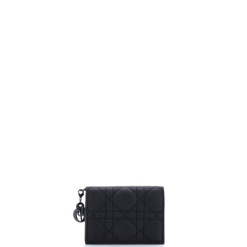 Christian Dior Ultra Matte Lady Dior Flap Card Case Cannage Quilt Calfskin