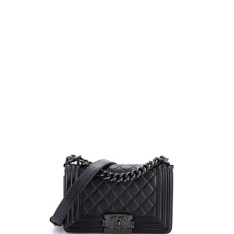 Chanel So Black Boy Flap Bag Quilted Lambskin Small