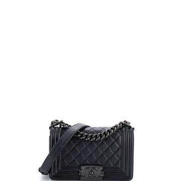 Chanel So Black Boy Flap Bag Quilted Lambskin Small