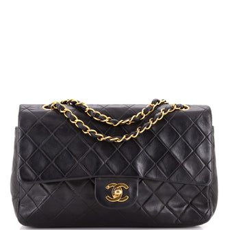 Chanel Vintage Classic Double Flap Bag Quilted Lambskin Medium