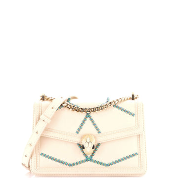 Bvlgari Serpenti Forever Shoulder Bag Whipstitched Leather Small