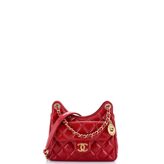 Chanel Wavy CC Hobo Quilted Crumpled Calfskin Small