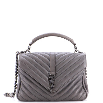 Saint Laurent Classic Monogram College Bag Matelasse Chevron Leather Medium