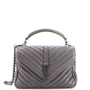 Saint Laurent Classic Monogram College Bag Matelasse Chevron Leather Medium