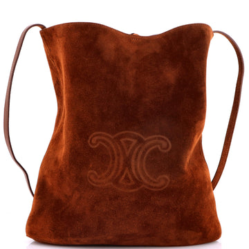 Celine Triomphe Bucket Bag Embossed Suede