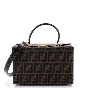 Fendi Vintage Convertible Lock Box Bag Zucca Canvas Medium