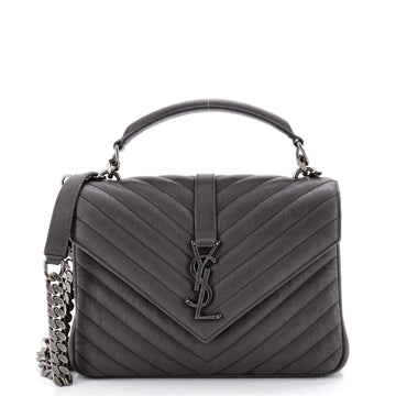 Saint Laurent Classic Monogram College Bag Matelasse Chevron Leather Medium