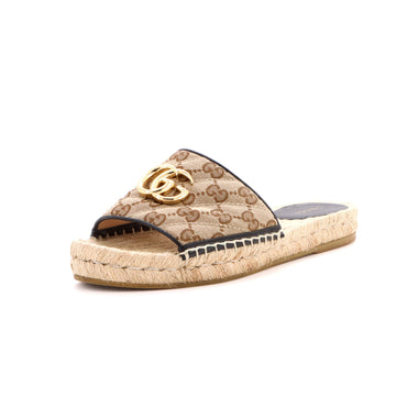 Gucci Women's GG Marmont Espadrilles Slide Sandals Diagonal Quilted GG Canvas