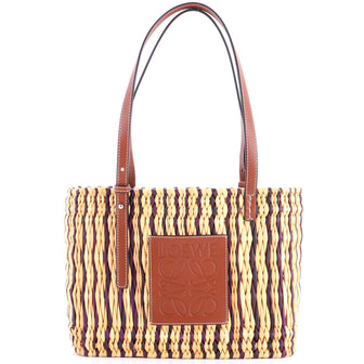 Loewe Square Basket Tote Woven Raffia Small