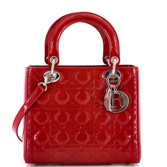 Christian Dior Lady Dior Bag Cannage Quilt Patent Medium