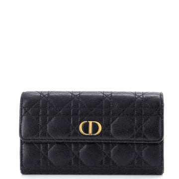 Christian Dior Caro Flap Wallet Cannage Quilt Calfskin Long