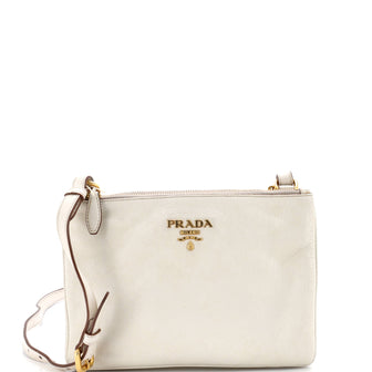 Prada Double Zip Crossbody Bag Vitello Daino Small