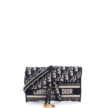 Christian Dior Saddle Slim Belt Pouch Logo Embroidered Oblique Canvas