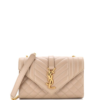 Saint Laurent Classic Monogram Envelope Satchel Mixed Matelasse Leather Small