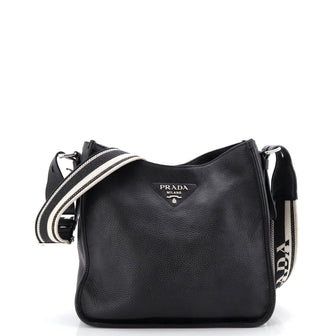 Prada Logo Strap Hobo Leather Medium