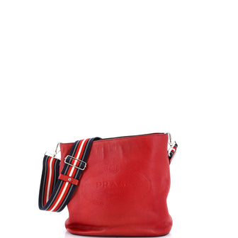 Prada Logo Bucket Messenger Bag Vitello Phenix Small