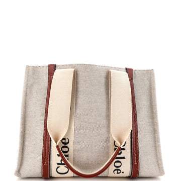 Chloe Woody Tote Canvas with Leather Medium