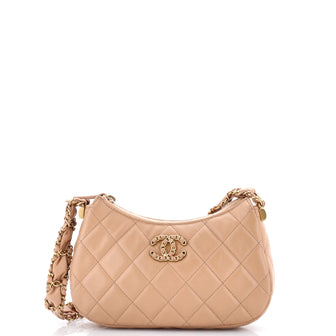 Chanel 19 Zip Hobo Clutch with Chain Quilted Aged Calfskin