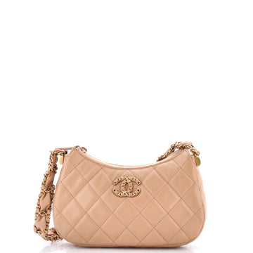 Chanel 19 Zip Hobo Clutch with Chain Quilted Aged Calfskin