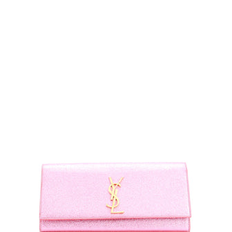 Saint Laurent Classic Monogram Clutch Metallic Calfskin Long