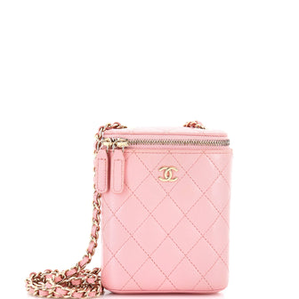 Chanel Vertical Classic Vanity Case with Chain Quilted Caviar Small