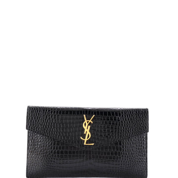 Saint Laurent Uptown Pouch Crocodile Embossed Leather