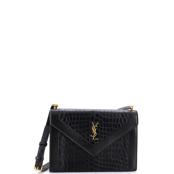 Saint Laurent Gaby Envelope Satchel Crocodile Embossed Leather